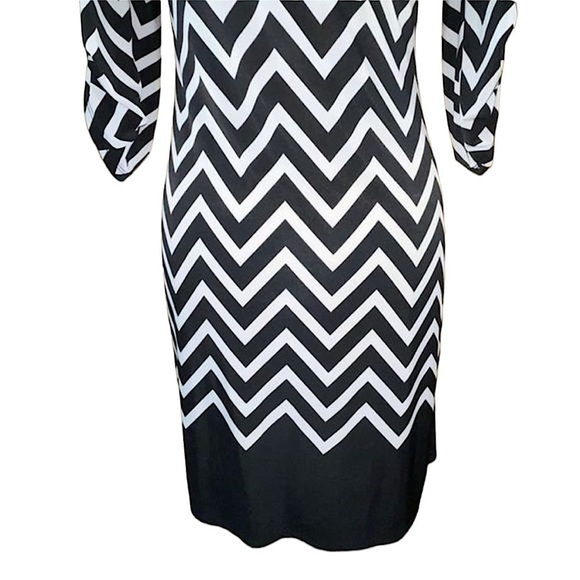 Tacera - Small black & white zig zag pattern dress - Picture 8 of 14